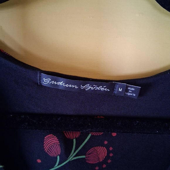 Gudrun Sjoden Black Modal Dress with Red And Green Floral Design Size Medium - Picture 7 of 13